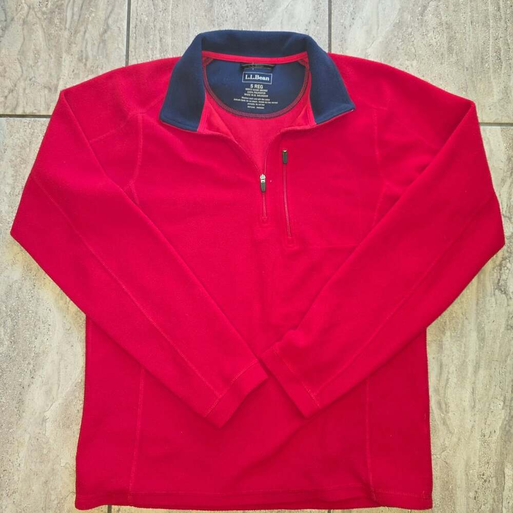 L.L. Bean Fleece Pullover Size S Reg Red Quarter Zip